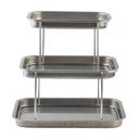 Tablecraft Stainless Steel Rectangular Three-Tiered Sharing Tower, 14.75 x 10.75 x 13.75 inch