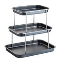 Tablecraft Stainless Steel Black Finish Rectangular Three-Tiered Sharing Tower, 14.75 x 10.75 x 13.75 inch