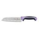 Mercer Culinary Millennia Granton Edge Santoku Knife with Purple Handle, 7 inch