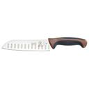 Mercer Culinary Millennia Granton Edge Santoku Knife with Brown Handle, 7 inch