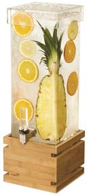 Rosseto Square Beverage Dispenser with Bamboo Base and Capped Lid, 2 Gallon
