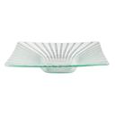 Rosseto Kalderon Stelo White 14 inch Square Wide Rim Handmade Glass Bowl, set of 2