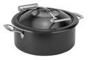Rosseto Home Style Black Chafing Pot with Soft Closing Lid and Stainless Steel Food Pan, 4.75 Quart