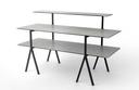 Rosseto Modulite Concrete Gray Table 3 Level Kit with Black Legs, 71 x 30 x 43.2 inch