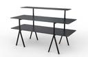 Rosseto Modulite Black Marble Table 3 Level Kit with Black Legs, 71 x 30 x 43.2 inch