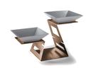 Rosseto Swan Bronze Matte Multi-Level Riser with Two Porcelain Bowl, 23.3 Ã— 10.75 Ã— 14.5 inch