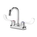 Krowne Silver Series 4 inch Center Deck Mount Faucet with 3.5 inch Wide Gooseneck Spout and Vandal Resistant Wrist Blades Handles