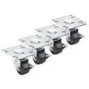 Krowne Universal 3 inch Overall Ultra Low Profile Plate Caster with Front Brake and 2 inch Wheel, set of 4