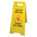 Winco WCS-25 Yellow Fold-Out Bilingual Wet Floor Caution Sign, 9.88 x 1 x 24.5 inch