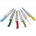 Red Handle Alegacy Stainless Steel Cook Knife with Color Code Handle, 12 inch Blade Length.