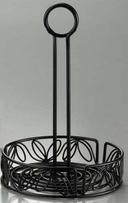 American Metalcraft 7.75 inch Dia Black Iron Condiment Racks with Leaf Design