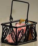 American Metalcrafts Leaf Sugar Black Packet Basket, 5 x 3 x 3 inch