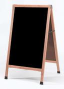 Aarco Solid Oak Wood A-Frame Sidewalk Black Melamine Markerboard, 42 x 24 inch