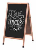 Aarco Solid Oak Wood A-Frame Sidewalk Black Composition Chalkboard, 42 x 24 inch