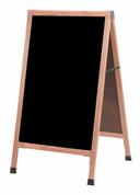 Aarco Solid Oak Wood A-Frame Sidewalk Black Acrylic Markerboard, 42 x 24 inch