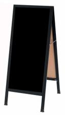 Aarco Aluminum Black Powder Coated A-Frame Sidewalk Black Melamine Markerboard, 42 x 18 inch