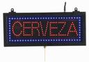 Aarco Black High Visibility Small Spanish Cerveza LED Sign, 6 3/4 x 16 1/8 inch