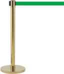 Aarco Form-A-Line (TM) Brass Finish Crowd Control System with 10 feet Slow Retracting Green Belt