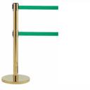 Aarco Form-A-Line (TM) Brass Finish Crowd Control System with 7 Feet Retractable Dual Green Belt