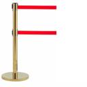 Aarco Form-A-Line (TM) Brass Finish Crowd Control System with 7 Feet Retractable Dual Red Belt