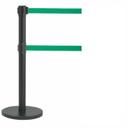 Aarco Form-A-Line (TM) Black Finish Crowd Control System with 7 feet Retractable Dual Green Belt