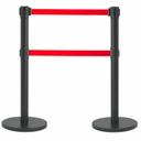 Aarco Form-A-Line (TM) Black Finish Crowd Control System with 7 feet Retractable Dual Red Belt