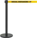 Aarco Form-A-Line (TM) Black Finish Crowd Control System with Double Sided Printed Social Distancing 6 ft Yellow Belt
