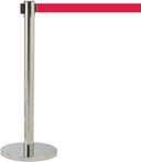 Aarco Form-A-Line (TM) Chrome Finish Crowd Control System with 10 feet Slow Retracting Red Belt