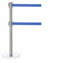 Aarco Form-A-Line (TM) Satin Finish Crowd Control System with 7 feet Retractable Dual Blue Belt
