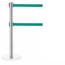 Aarco Form-A-Line (TM) Satin Finish Crowd Control System with 7 feet Retractable Dual Green Belt