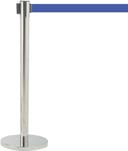 Aarco Form-A-Line (TM) Satin Finish Crowd Control System with 7 feet Slow Retracting Blue Belt