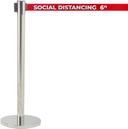 Aarco Form-A-Line (TM) Satin Finish Crowd Control System with Double Sided Printed Social Distancing 6 ft Red Belt