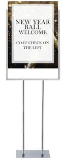 Aarco Chrome All Purpose Free Standing Poster Holder, 59 1/2 x 22 1/4 inch