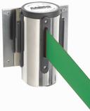 Aarco Form-A-Line (TM) Chrome Finish Wall Mounted Crowd Control System with 10 feet Retractable Green Belt