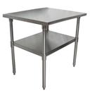 BK Resources 18 Gallon T-430 Stainless Steel Flat Top Work Table with Galvanized Undershelf and Galvanized Legs, 24 inch Width x 24 inch Depth