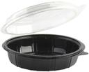 Anchor Packaging Gourmet Classics RPET Clear Dome Black Base Hinged Deep Clamshell, 40 Ounce Capacity -- 100 per case