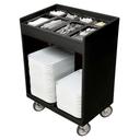 Cambro Black Tray and Silverware Cart with Pans and Vinyl Cover, 32 3/8 x 21 1/4 x 45 1/2 inch