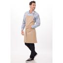Chef Works Natural Austin Bib Apron, 34 inch Long x 30 inch Wide