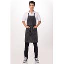 Chef Works Black with Chalk Stripe Bib Apron, 34.25 inch Long x 27 inch Wide