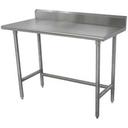 Standard Stainless Steel Work Table, 5 inch Back Splash With Stainless Steel Legs, Open Base, 24 x 30 inch.