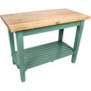 John Boos Cream Finish Alabaster Base Maple Classic Country Work Table with Casters, 36 x 24 x 1.75 inch.