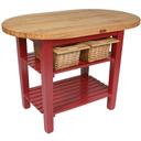 John Boos Natural Base Cream Finish Maple C Eliptical Table with Two Shelves, 60 x 30 x 1.75 inch.