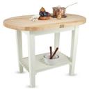John Boos Caviar Black Base Cream Finish Maple C Eliptical Table without Shelves, 72 x 30 x 1.75 inch.