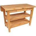John Boos Barn Red Base Cream Finish Maple Kitchen Island Bar with 8 inch Drop Leaf, 60 x 32 x 1.75 inch.