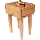 John Boos Cream Finish Maple Butcher Block with Casters and Walnut Stain Base Legs, 18 x18 x 10 inch.