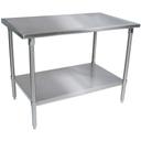 John Boos 14 Gauge Stainless Steel Base Flat Top Work Table with Adjustable Shelf, 60 x 24 inch.