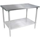 John Boos 14 Gauge Stainless Steel Flat Top Work Table with Galvanized Base and Adjustable Shelf, 84 x 24 inch.