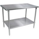 John Boos 16 Gauge Stainless Steel Flat Top Work Table with Base and Shelf, 108 x 30 inch.