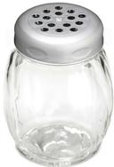 Tablecraft Chrome Plated Perforated Plastic Top Swirl Glass Shaker, 6 Ounce Capacity -- 12 per case
