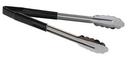 Tablecraft Stainless Steel Vinyl-Coated V-Hinge Tong with Black Handle, 12 inch
